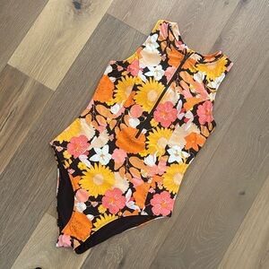 CUPSHE One Piece Bathing Suit High Neck Sleeveless Zipper T-Splice